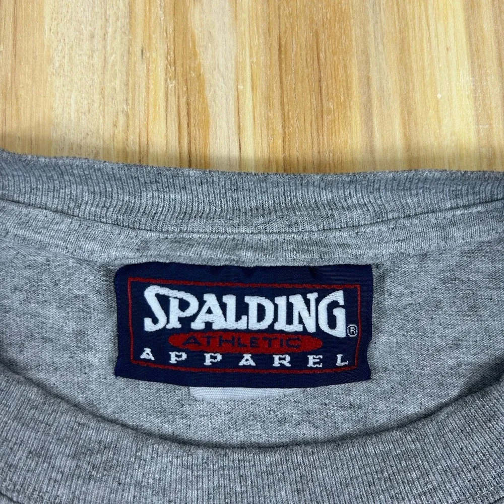 Spalding T Shirt Y2K Gray 2XL Roomy‎ Cotton Short Sleeve Crewneck Pullover Logo